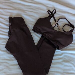 Buffbunny Brown Sports Bra and Leggings Set